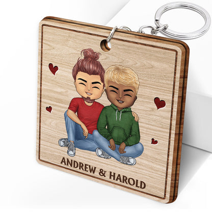 Together Since - Anniversary, Birthday Gifts For Couples, Husband, Wife, Lover - Personalized Custom Wooden Keychain