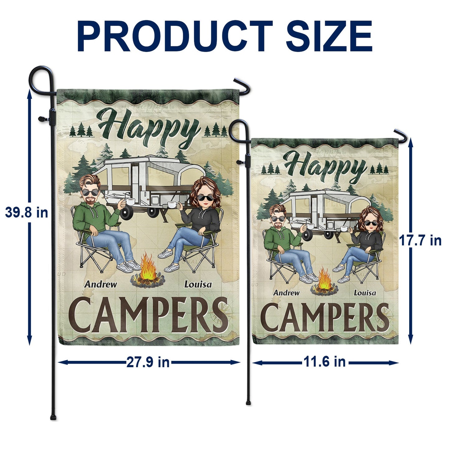 Drive Slow Drunk Campers Matter Camping Traveling - Vacation, Funny Gift For Campers, Besties, Family - Personalized Custom Flag