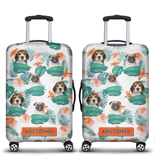 Custom Photo Funny Family Pet Face - Gift For Couple, Best Friends, Siblings, Dog And Cat Lovers - Personalized Custom Luggage Cover