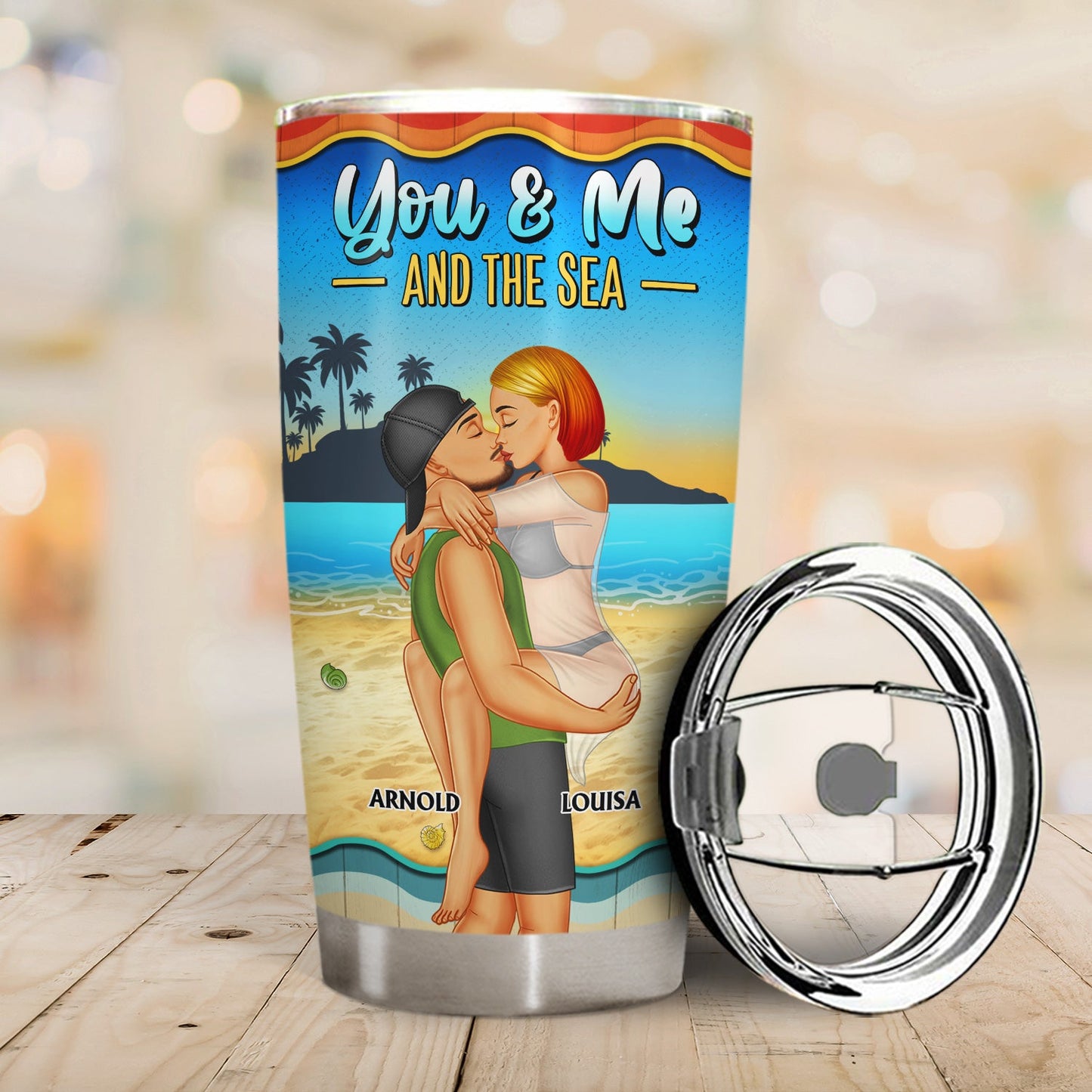 You And Me And The Sea - Birthday, Loving, Anniversary, Vacation, Travel Gift For Spouse, Husband, Wife, Couple, Boyfriend, Girlfriend - Personalized Tumbler