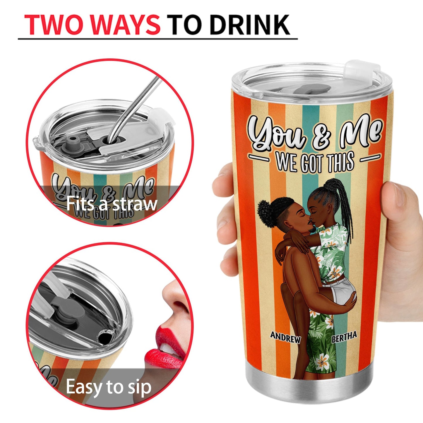 You And Me And The Sea - Birthday, Loving, Anniversary, Vacation, Travel Gift For Spouse, Husband, Wife, Couple, Boyfriend, Girlfriend - Personalized Tumbler