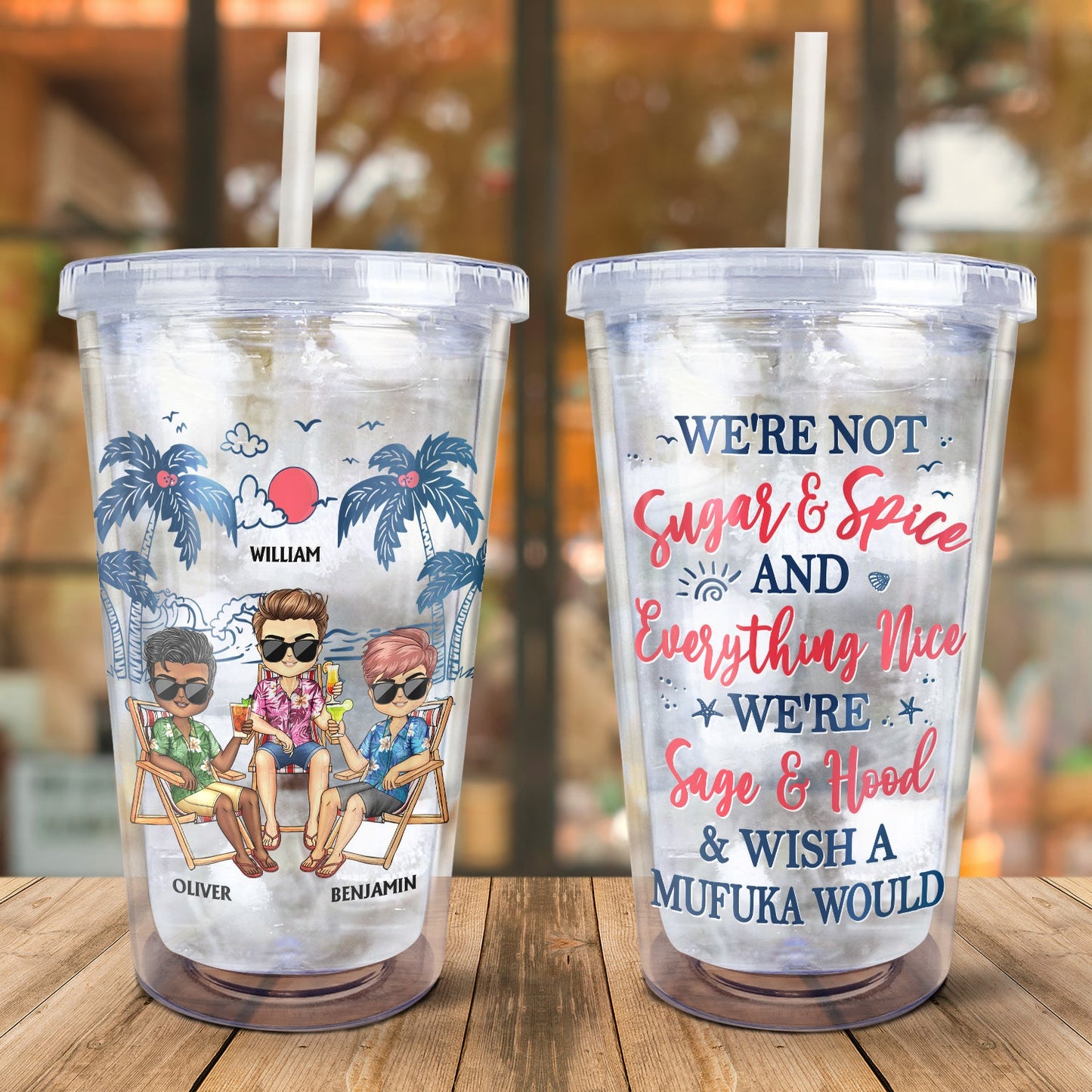 I Love You To The Beach And Back Best Friends - Bestie BFF Gift - Personalized Acrylic Insulated Tumbler With Straw