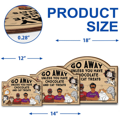 Go Away Unless You Have Alcohol And Cat Treats Funny Cartoon Cat - Gift For Cat Lovers, Couples - Personalized Custom Shaped Wood Sign