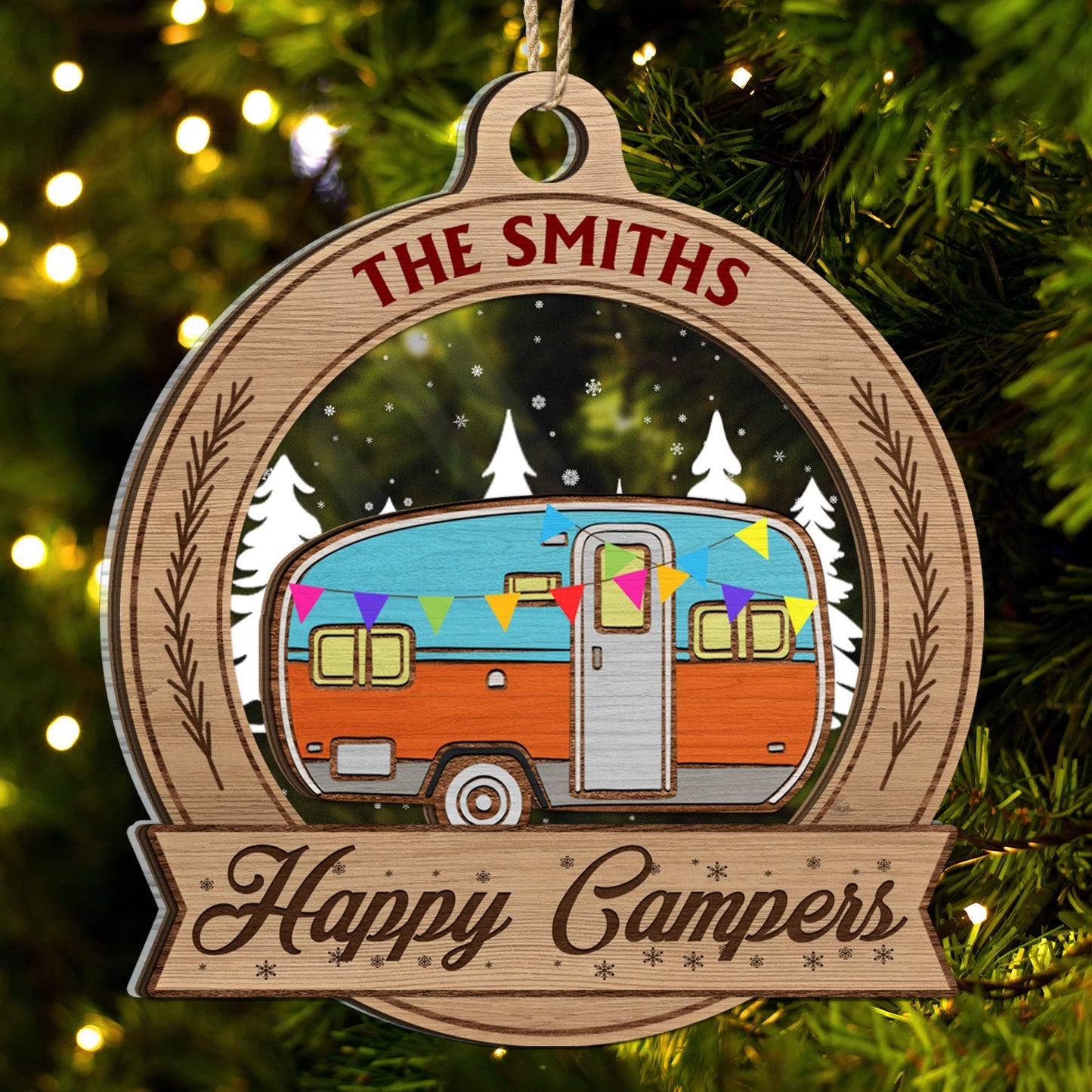 Happy Campers RV Traveling - Christmas Gifts For Camping Lovers - Personalized 2-Layered Mix Ornament