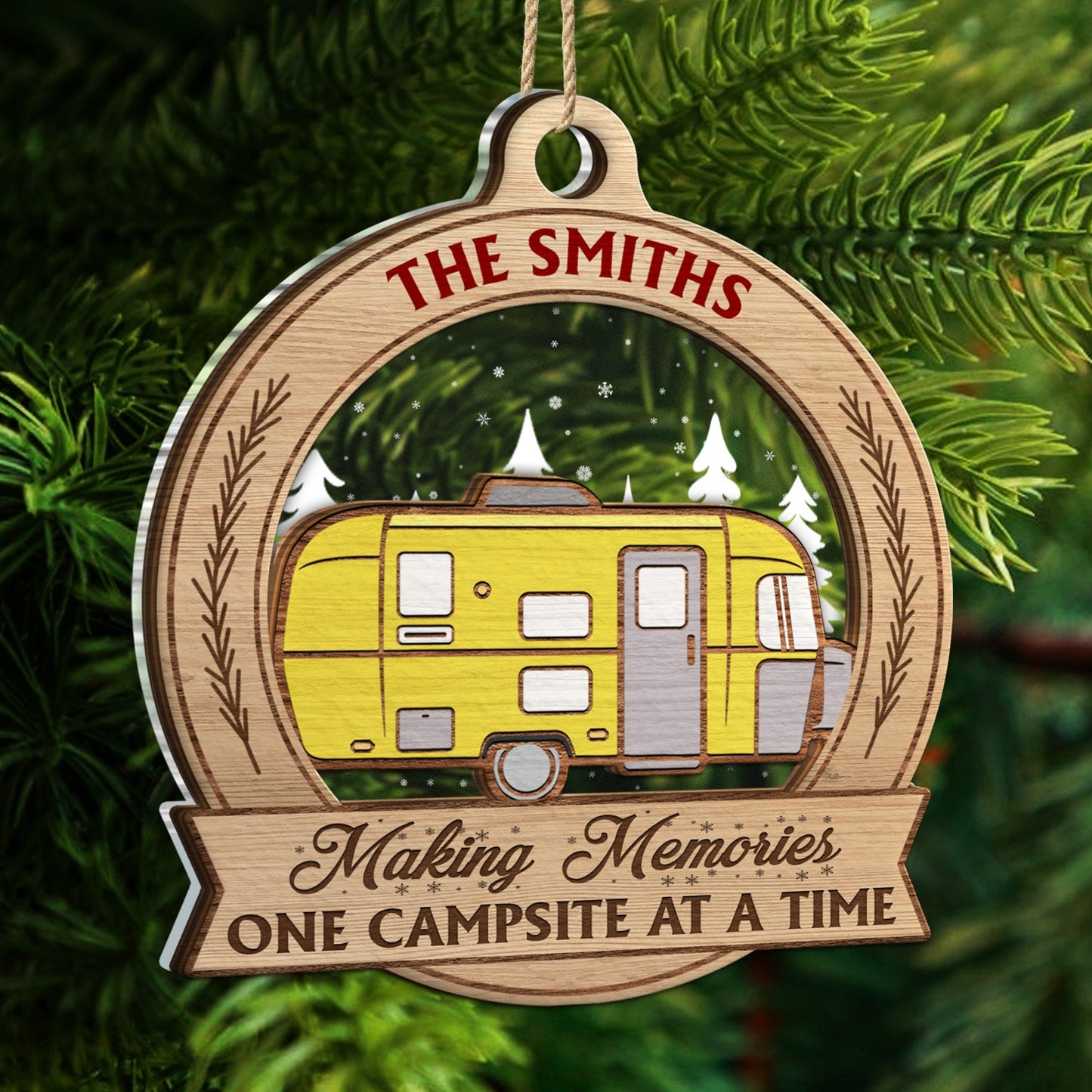 Happy Campers RV Traveling - Christmas Gifts For Camping Lovers - Personalized 2-Layered Mix Ornament