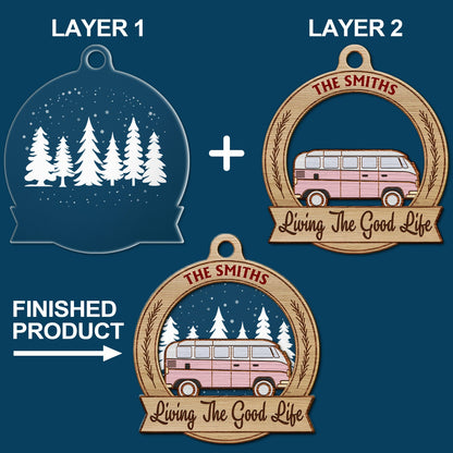 Happy Campers RV Traveling - Christmas Gifts For Camping Lovers - Personalized 2-Layered Mix Ornament