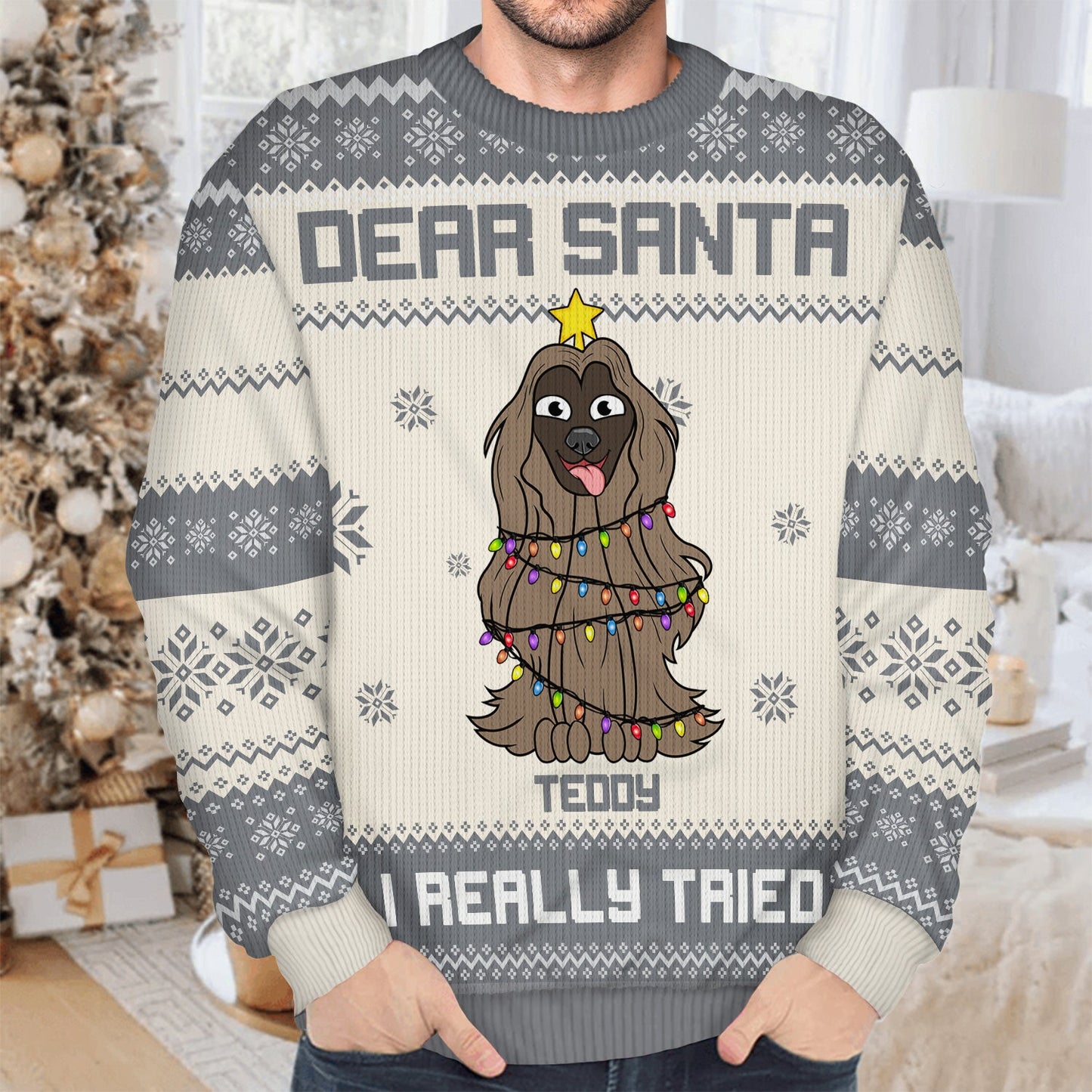 Dear Santa We Really Tried - Christmas Gift For Cat Lovers, Dog Lovers - Personalized Unisex Ugly Sweater