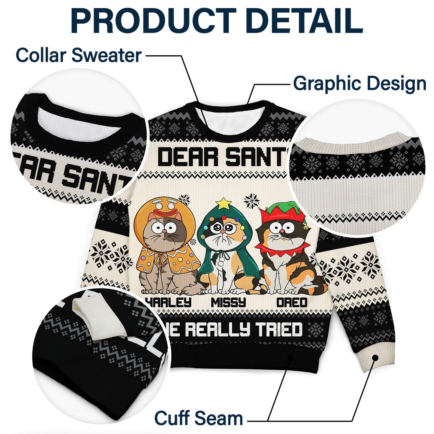 Dear Santa We Really Tried - Christmas Gift For Cat Lovers, Dog Lovers - Personalized Unisex Ugly Sweater