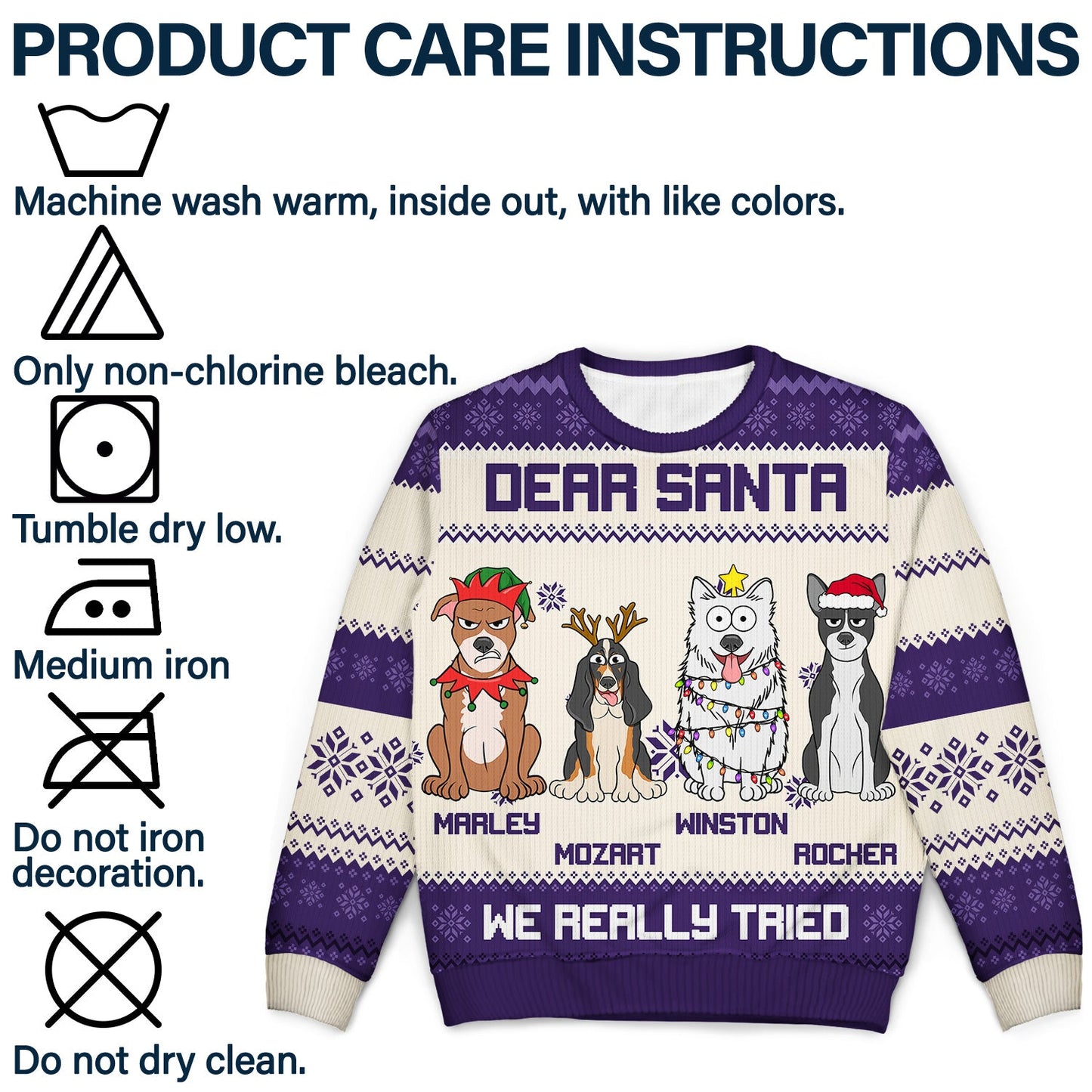 Dear Santa We Really Tried - Christmas Gift For Cat Lovers, Dog Lovers - Personalized Unisex Ugly Sweater