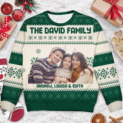 Custom Photo - Christmas, Funny Gift For Family, Couple, Dad, Mom, Grandpa, Grandma - Personalized Unisex Ugly Sweater