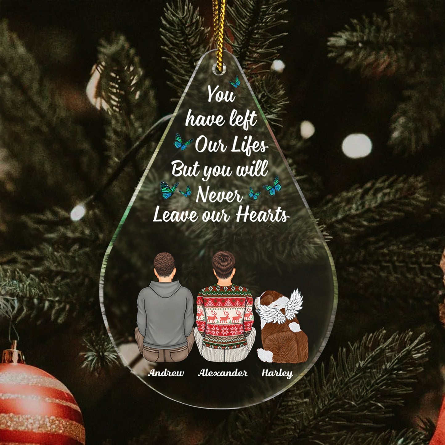 I Miss You Teardrop - Christmas Memorial Gift For Pet Lovers, Dog Mom, Dog Dad, Cat Mom, Cat Dad - Personalized Custom Shaped Acrylic Ornament