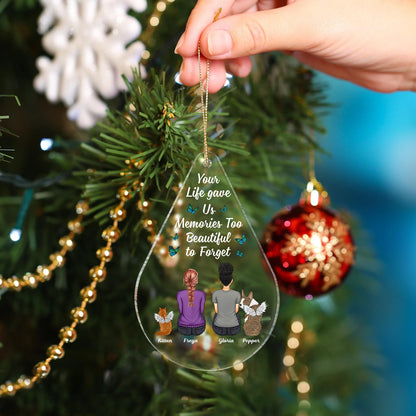 I Miss You Teardrop - Christmas Memorial Gift For Pet Lovers, Dog Mom, Dog Dad, Cat Mom, Cat Dad - Personalized Custom Shaped Acrylic Ornament