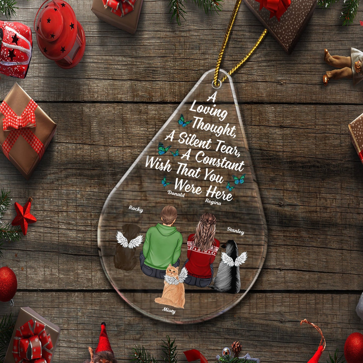 I Miss You Teardrop - Christmas Memorial Gift For Pet Lovers, Dog Mom, Dog Dad, Cat Mom, Cat Dad - Personalized Custom Shaped Acrylic Ornament