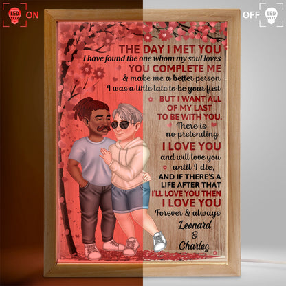 The Day I Met You Arm In Arm - Loving, Anniversary Gift For Couples, Husband, Wife - Personalized Picture Frame Light Box