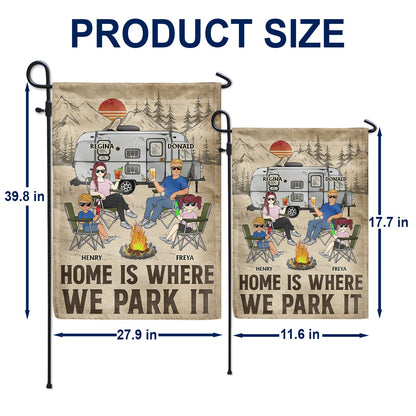 Home Is Where We Park It - Family Gifts For Couples, Husband, Wife, Camping Lovers - Personalized Flag