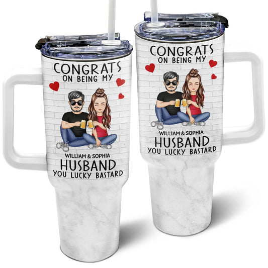 Congrats On Being My Husband And Wife - Gift For Couples - Personalized 40oz Tumbler With Straw