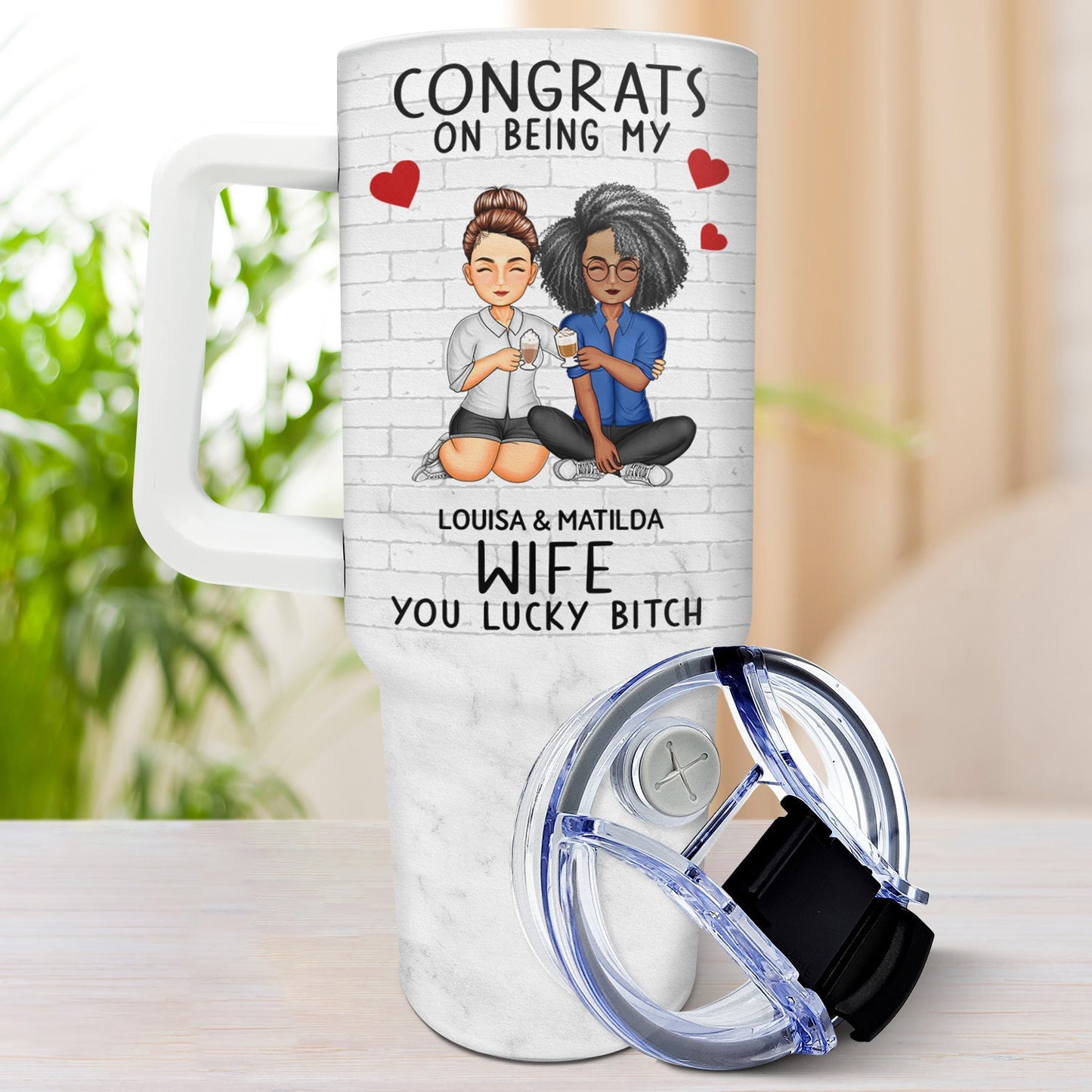 Congrats On Being My Husband And Wife - Gift For Couples - Personalized 40oz Tumbler With Straw