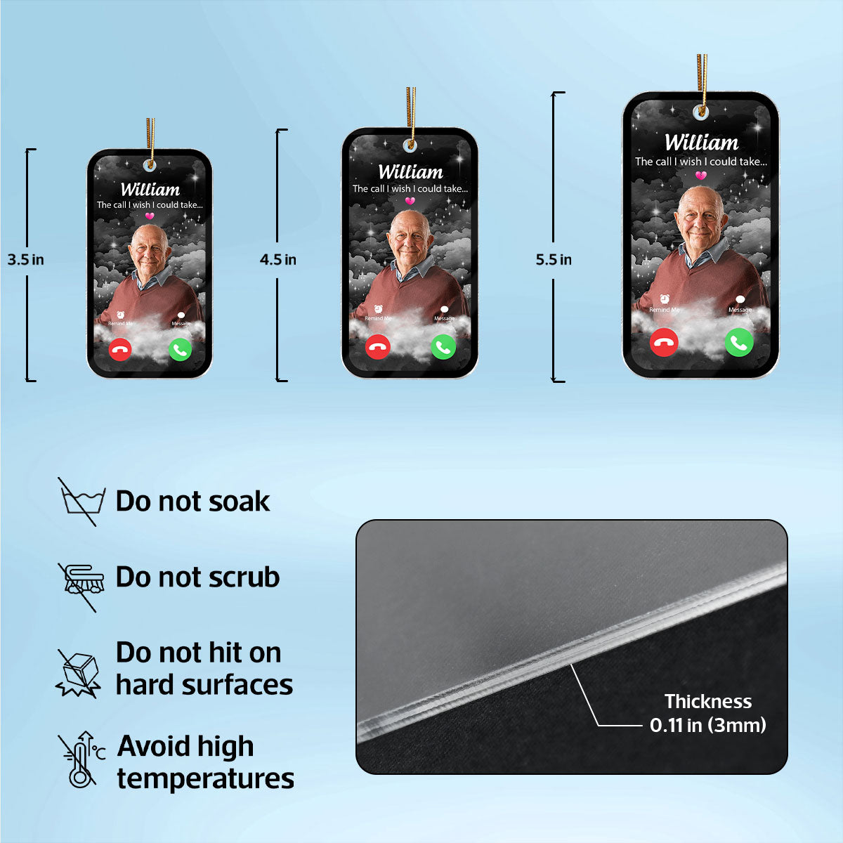 The Call We Wish We Could Take Memorial Sympathy Gift Remembrance Keepsake Photo Inserted Personalized Acrylic Ornament