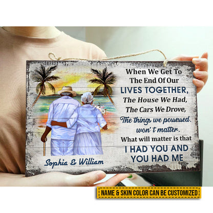 Beach Old Couple Husband Wife When We Get Skin Custom Wood Rectangle Sign, Anniversary Gift, Memorial Gift, Sympathy, Wall Pictures, Wall Art, Wall Decor, Grandparents Day Gifts