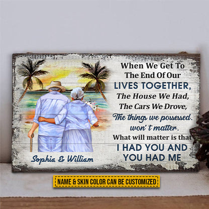 Beach Old Couple Husband Wife When We Get Skin Custom Wood Rectangle Sign, Anniversary Gift, Memorial Gift, Sympathy, Wall Pictures, Wall Art, Wall Decor, Grandparents Day Gifts