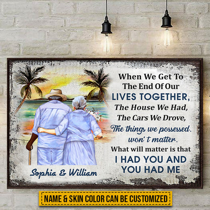Beach Old Couple Husband Wife When We Get Skin Custom Poster, Anniversary Gift, Memorial Gift, Sympathy, Wall Pictures, Wall Art, Wall Decor, Grandparents Day Gifts