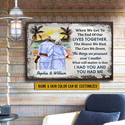 Beach Old Couple Husband Wife When We Get Skin Custom Poster, Anniversary Gift, Memorial Gift, Sympathy, Wall Pictures, Wall Art, Wall Decor, Grandparents Day Gifts