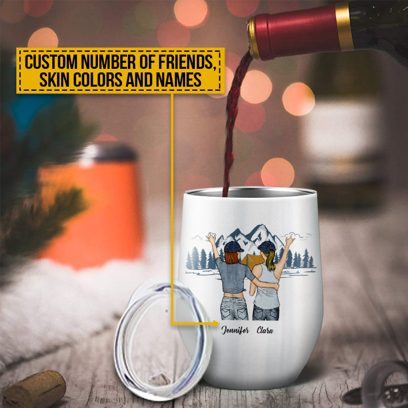 Besties Camps Together Stays Together, Perfect Gift For Bestie, Camping Gift, Custom Wine Tumbler
