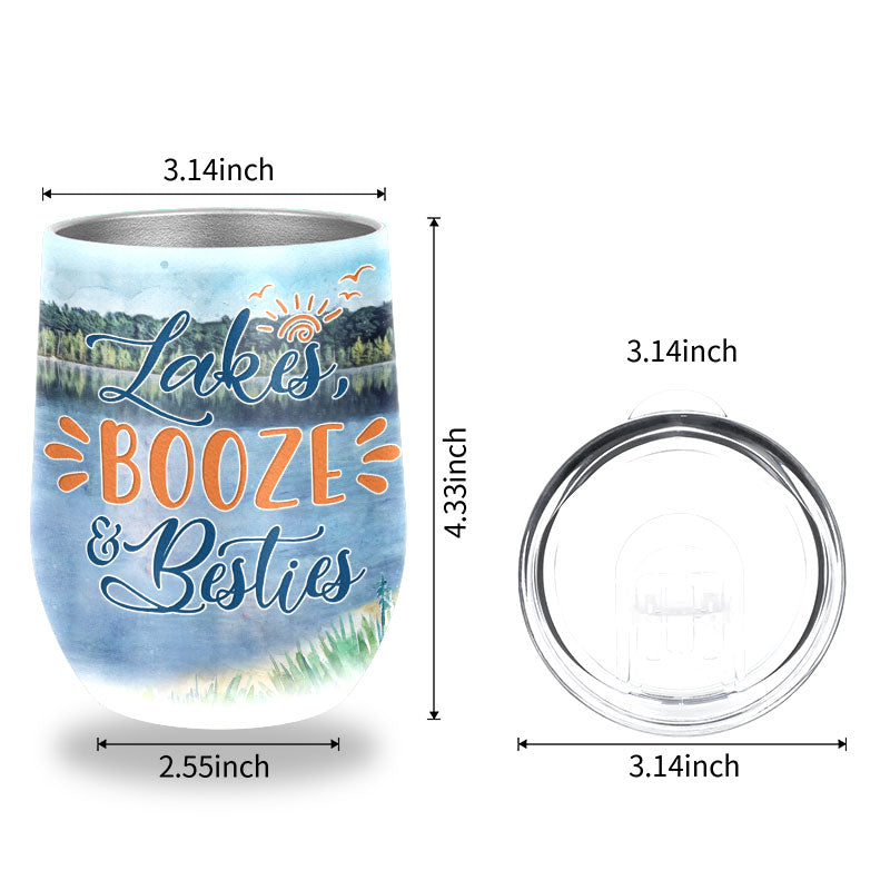 Bff Tumbler, Tumbler For Friends, Gift for Friends, Lakes Booze Besties Custom Wine Tumbler