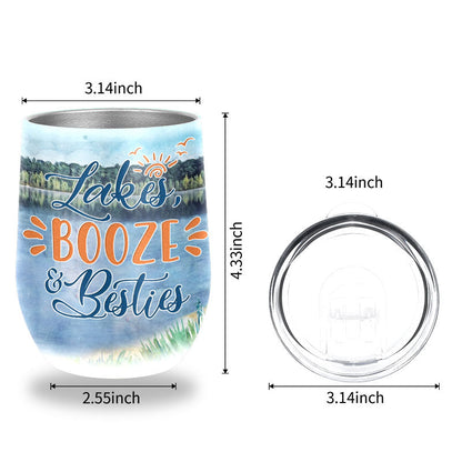 Bff Tumbler, Tumbler For Friends, Gift for Friends, Lakes Booze Besties Custom Wine Tumbler