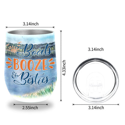 Bff Tumbler, Tumbler For Friends, Gift for Friends, Lake Boats Booze Besties Custom Wine Tumbler