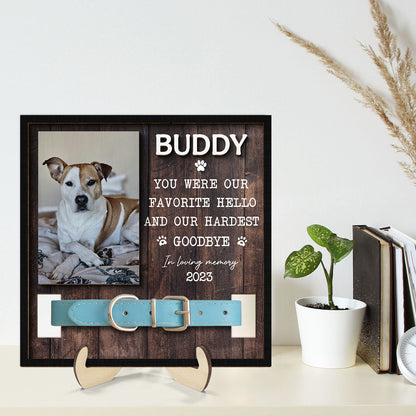 Rustic Pet Loss Dog Cat Photo Memorial Remembrance Gift Pet Collar Keepsake Personalized Wooden Pet Collar Holder