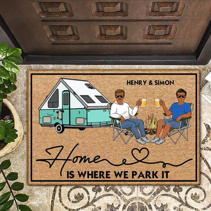 Camping Family Couple Home Is Where We Park It - Personalized Doormat