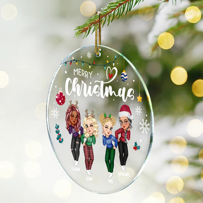 Sisters Besties Forever Christmas - Personalized Circle Acrylic Ornament