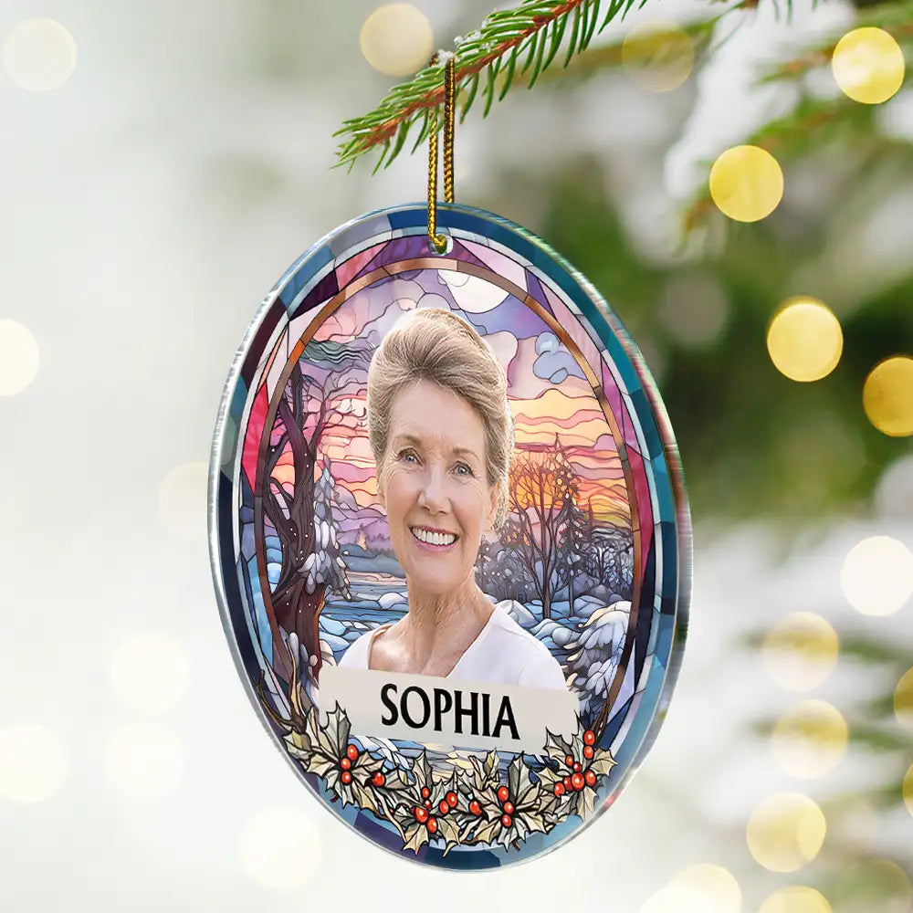 Custom Photo Christmas Memorial Family Dog Cat - Personalized Circle Acrylic Ornament