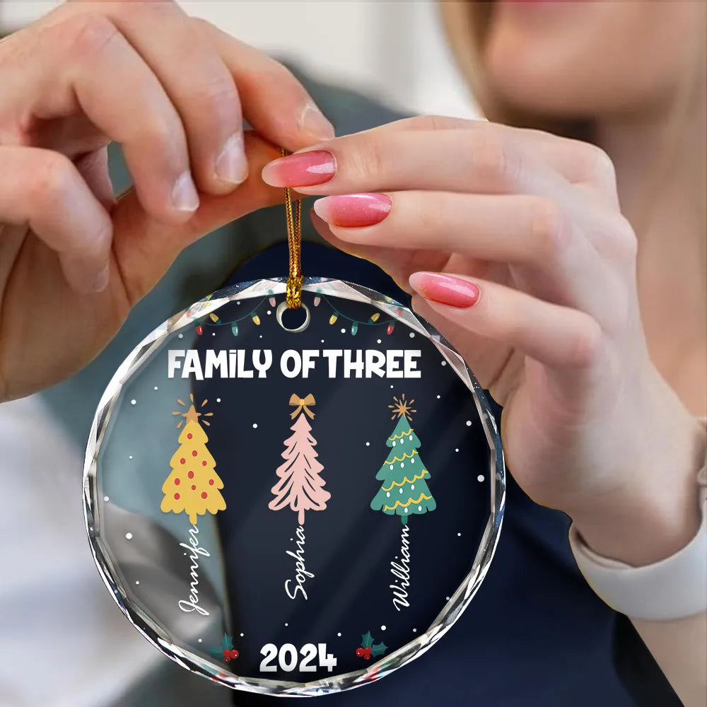 Family Colorful Christmas Trees - Personalized Circle Acrylic Ornament