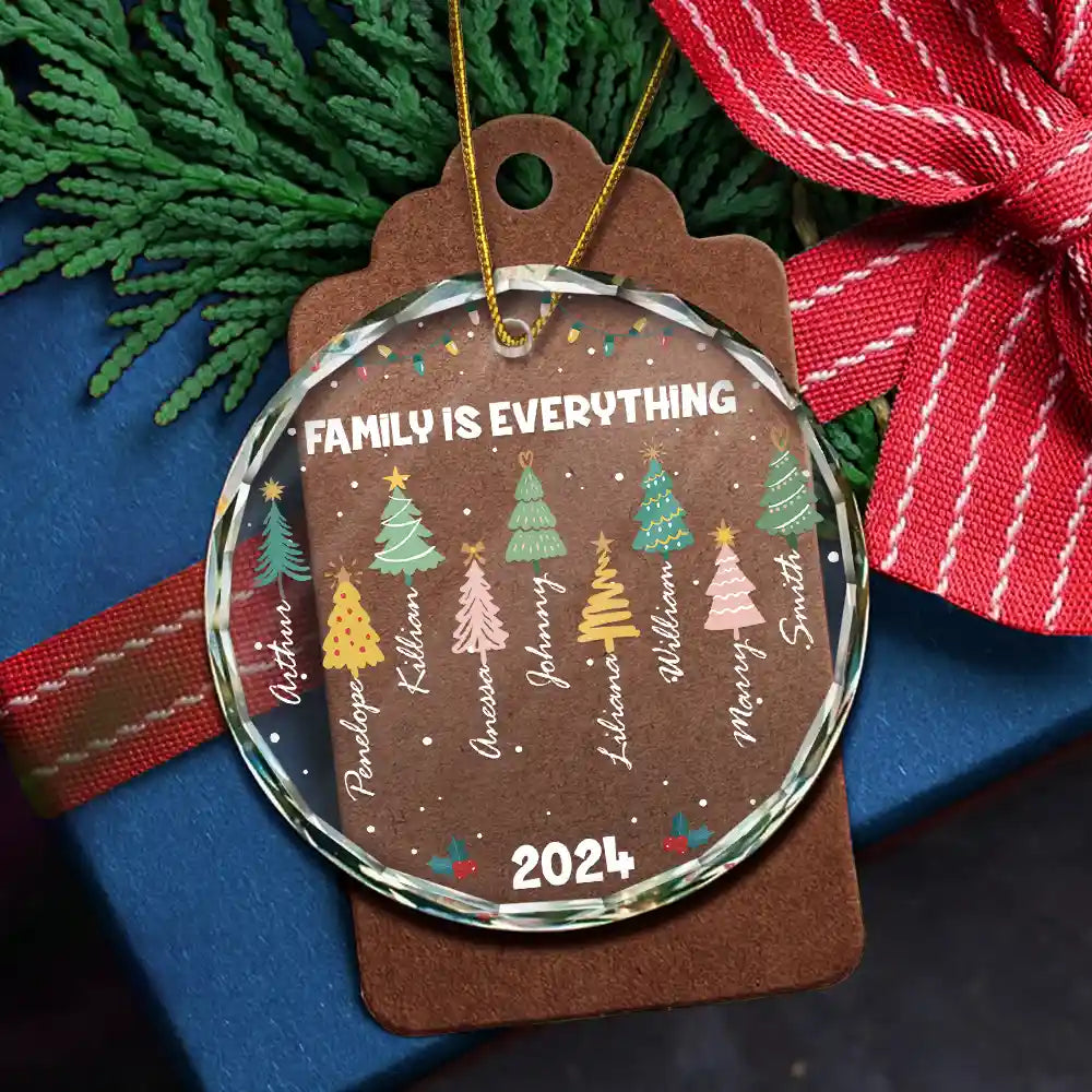 Family Colorful Christmas Trees - Personalized Circle Acrylic Ornament