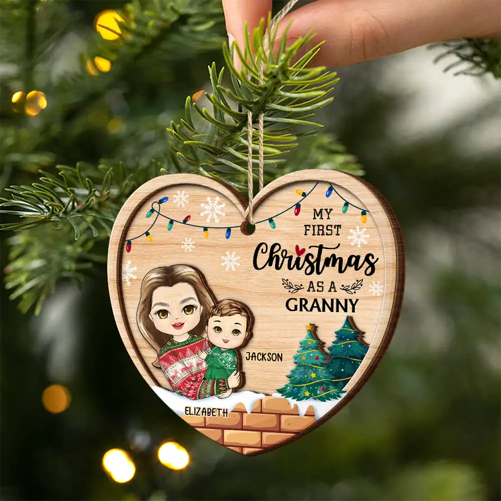My First Christmas As A Grandma - Personalized  Wooden Ornament