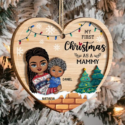 My First Christmas As A Grandma - Personalized 2-Layered Wooden Ornament