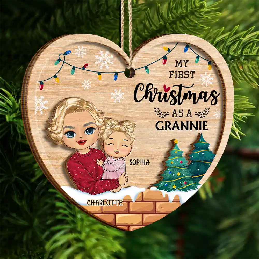 My First Christmas As A Grandma - Personalized  Wooden Ornament