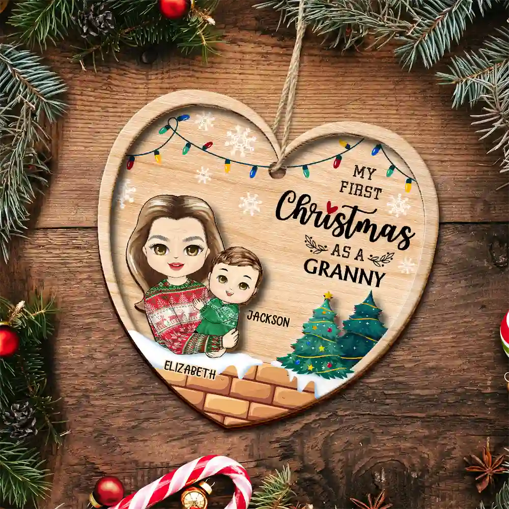 My First Christmas As A Grandma - Personalized  Wooden Ornament