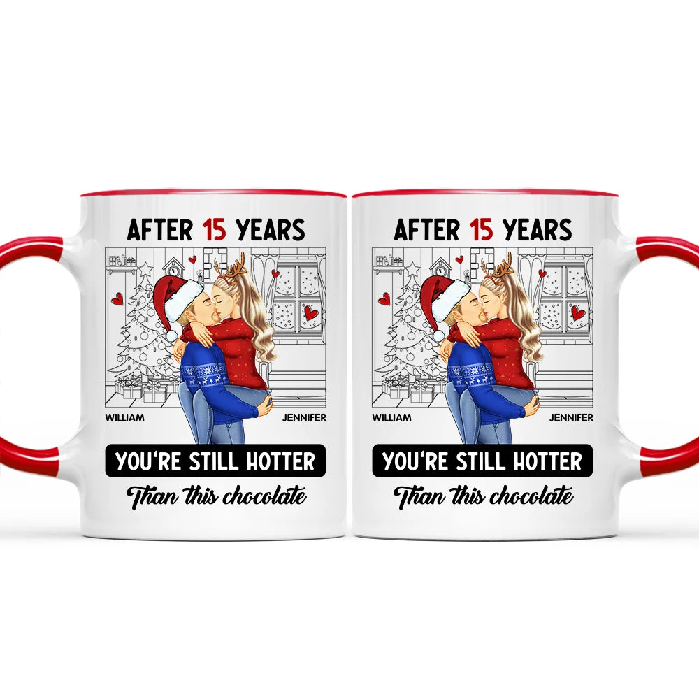 Couple Kissing After Years Hotter Than This Chocolate - Personalized Accent Mug