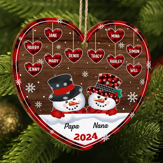 Papa Nana Snowman Christmas Grandparents - Personalized Custom Shaped Ornament