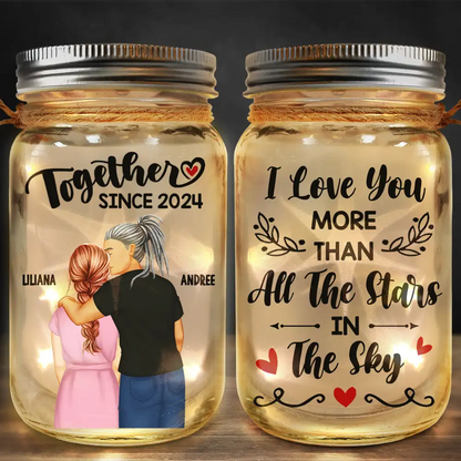 Forehead Kissing Couple Our Memories Are Countless Our Love Is Endless - Personalized Mason Jar Light