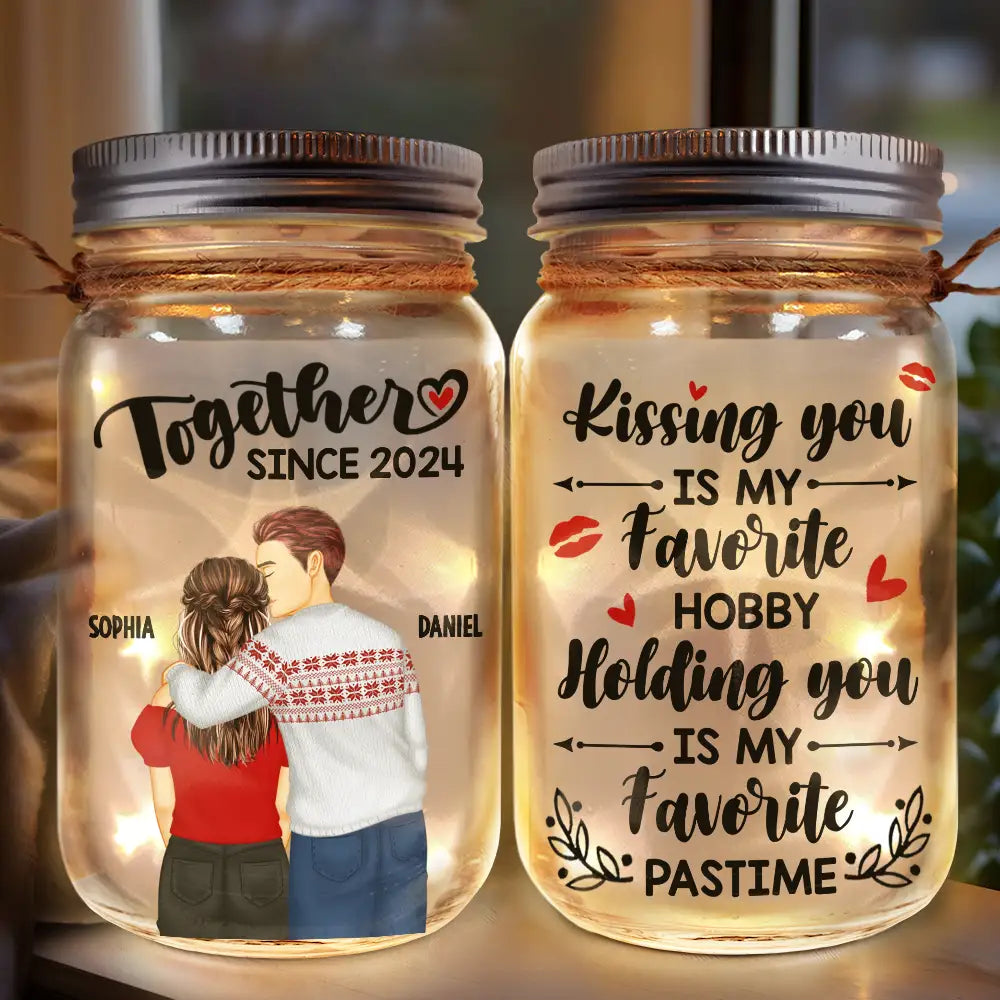 Forehead Kissing Couple Our Memories Are Countless Our Love Is Endless - Personalized Mason Jar Light