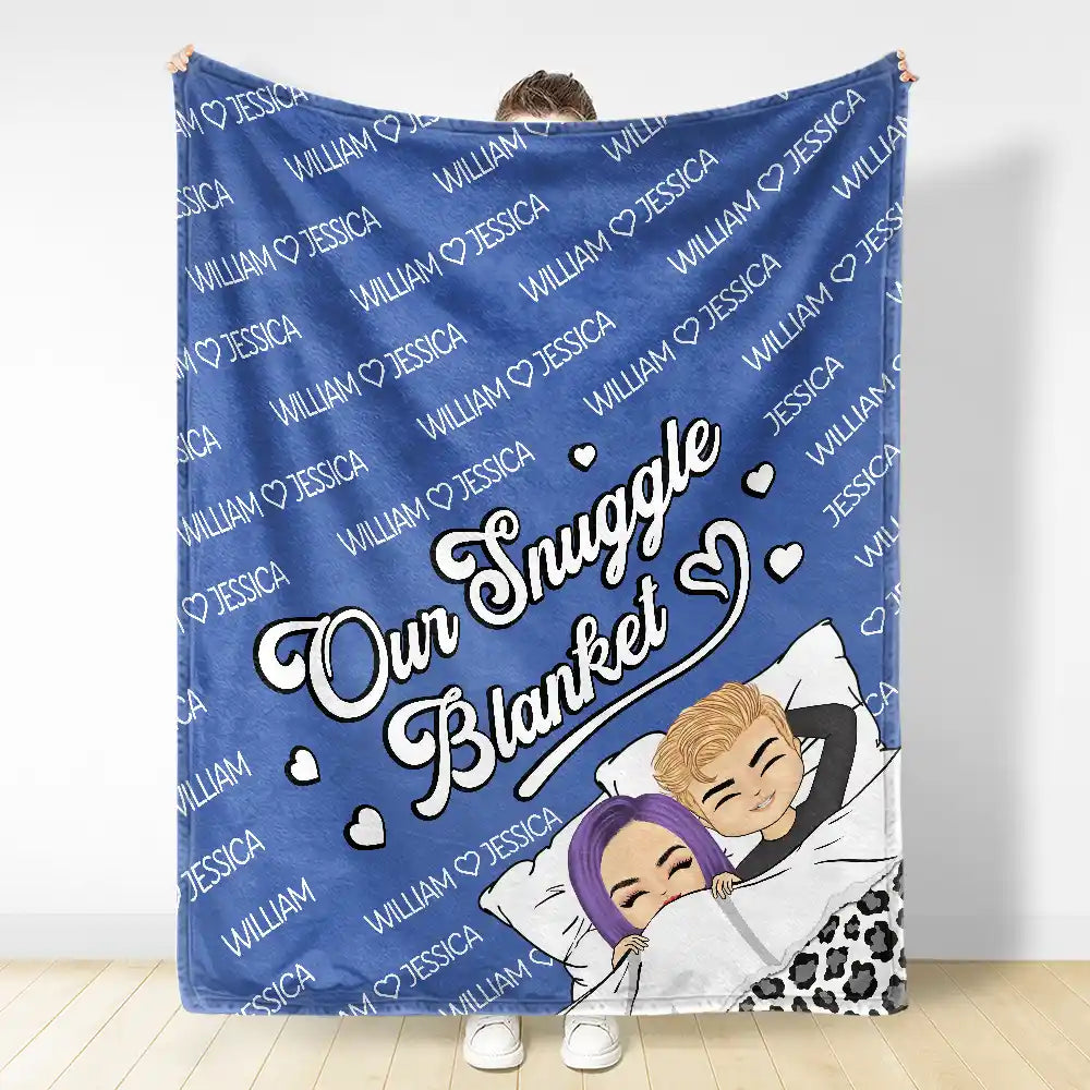 Husband And Wife Couple Chibi Our Snuggle Blanket - Personalized Fleece Blanket, Sherpa Blanket