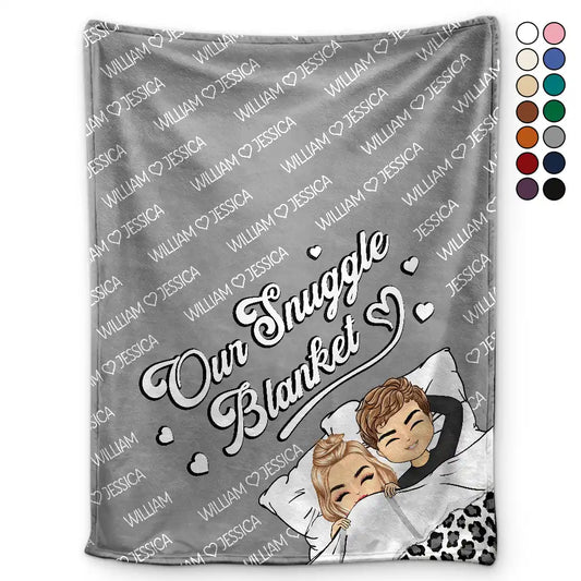 Husband And Wife Couple Chibi Our Snuggle Blanket - Personalized Fleece Blanket, Sherpa Blanket