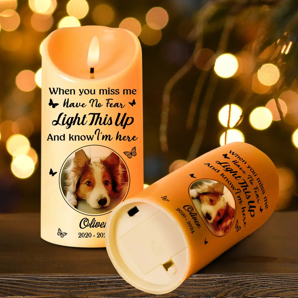 Family, Parents, Gift For Grandparents, Gift For Sibling - Custom Photo Memorial When You Miss Me - Personalized Flameless LED Candle