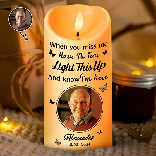 Custom Photo Memorial When You Miss Me - Personalized Flameless LED Candle