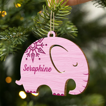 Elephant Sisterhood Sister Bestie Thank You - Personalized Wooden Ornament Print 2 Sides