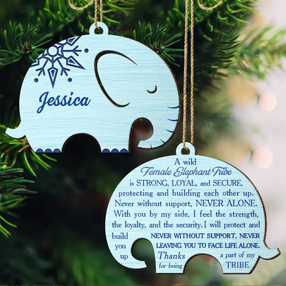 Elephant Sisterhood Sister Bestie Thank You - Personalized Wooden Ornament Print 2 Sides